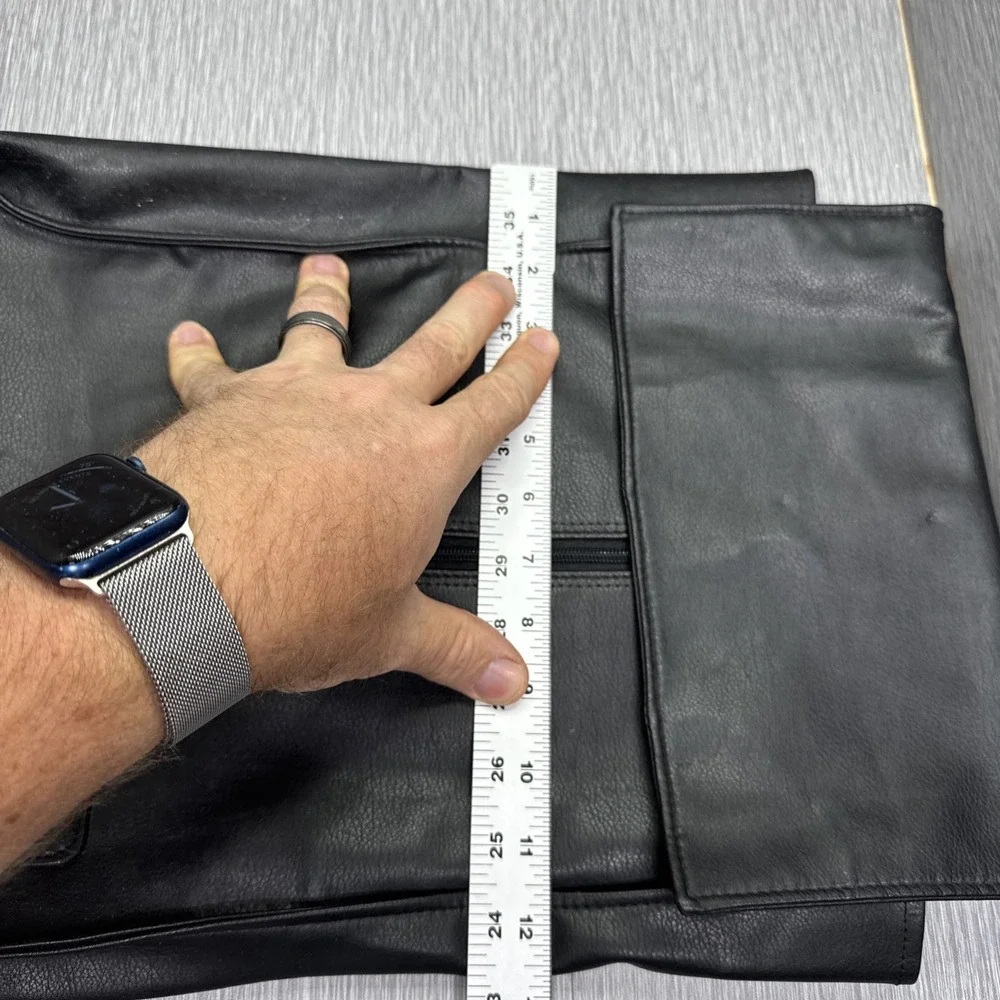 Superfly Black Leather Flap Top Carry Bag Gear Storage Case Travel‎ Tote